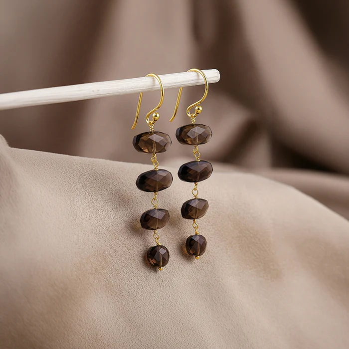 Golden Smoky Cascade Dangler Earrings - Image 2
