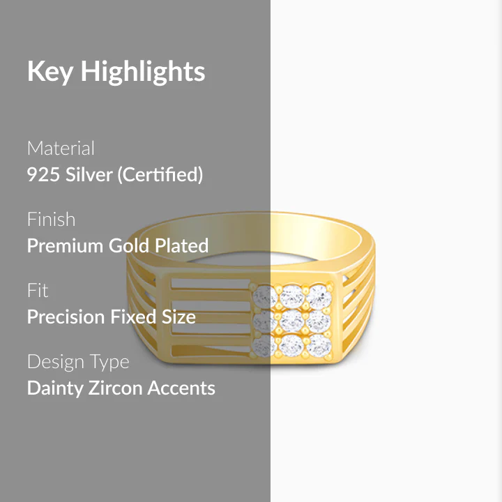 Golden Square in Rectangle Ring For Him - Image 2