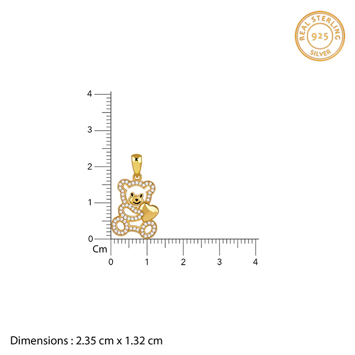 Golden Teddy Hug Pendant With Link Chain - Image 4