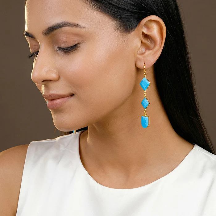Golden Turquoise Drift Dangler Earrings - Image 3