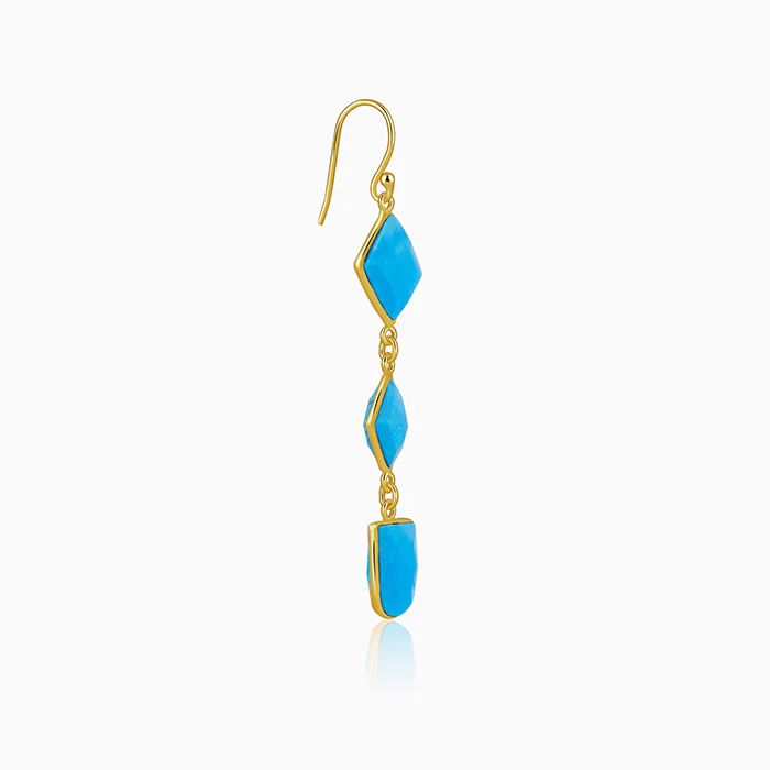 Golden Turquoise Drift Dangler Earrings - Image 4