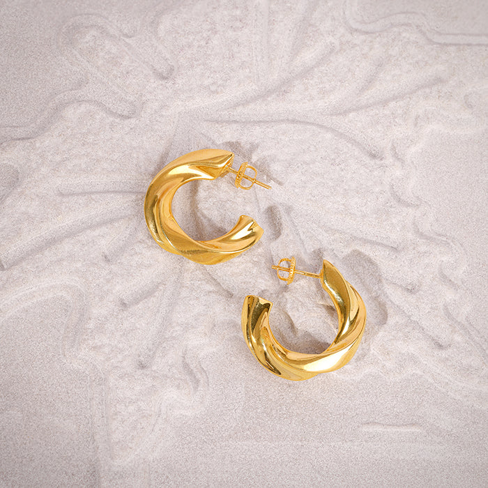 Golden Twisted Hoop Earrings - Image 2