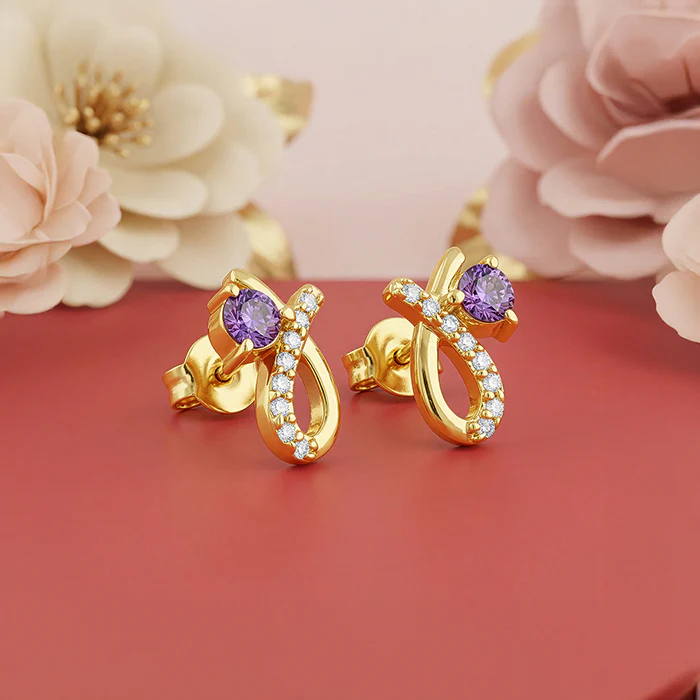 Golden Violet Whimsy Earrings - Image 2