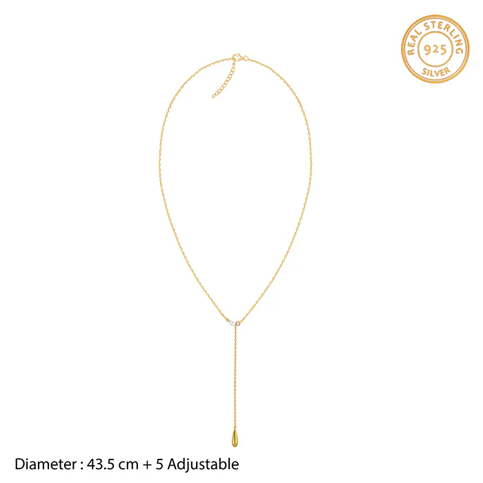 Golden Waterfall Lariat Necklace - Image 4