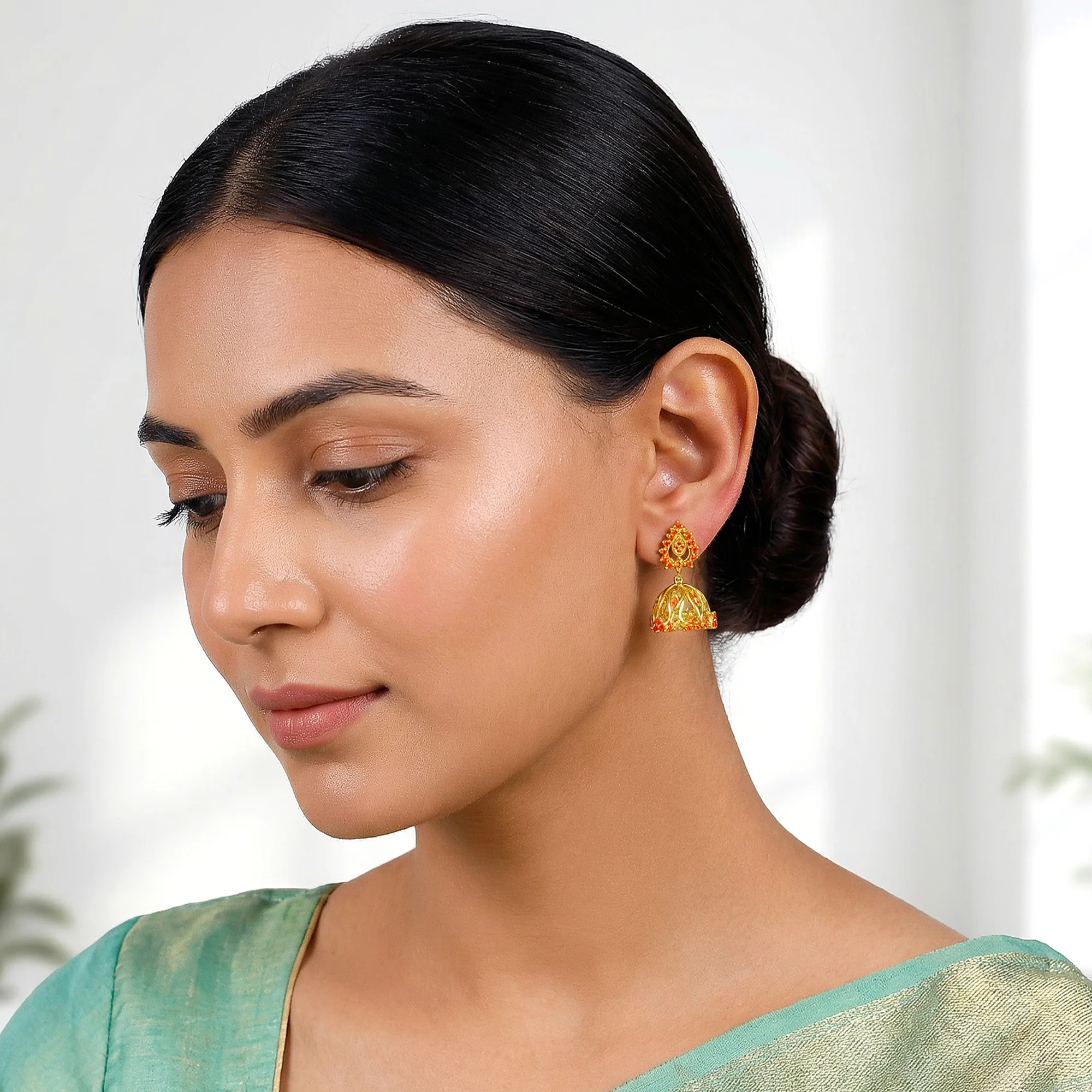 Golden Zafira Crown Earrings - Image 3