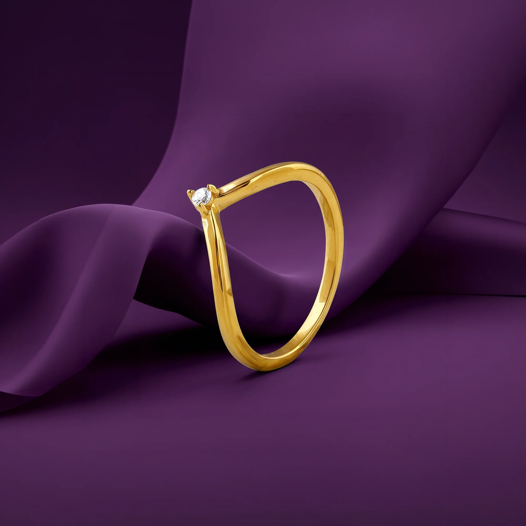 Golden Zircon Chevron Ring (Size 12) - Image 2