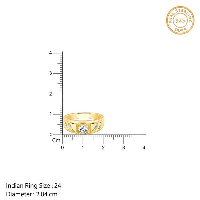 Golden Zircon Ornate Ring For Him - Image 8