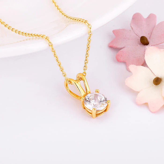 Golden Zircon Pendant with Link Chain - Image 2