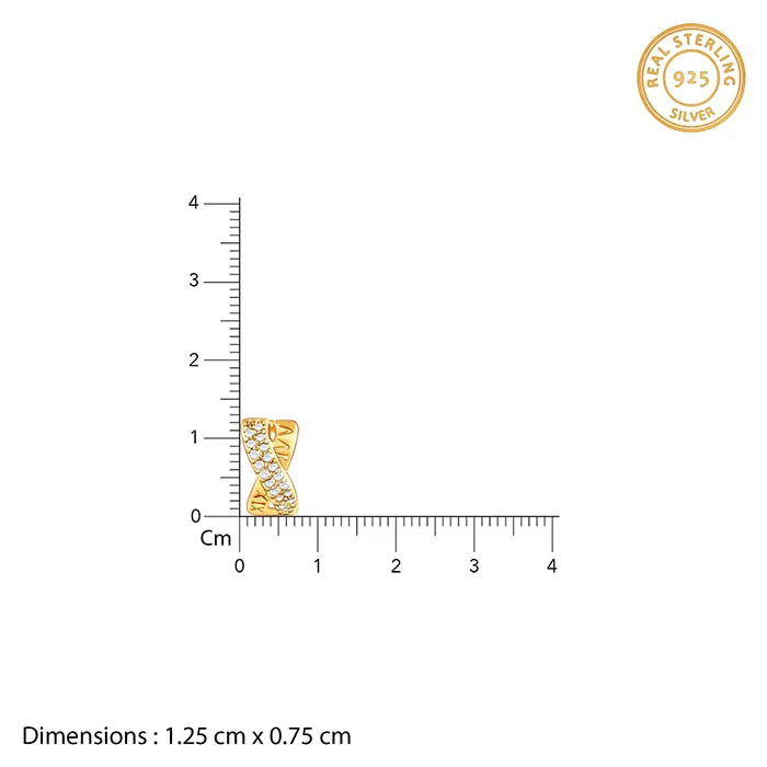 Golden Zircon Studded Twisted Huggies Earrings - Image 4