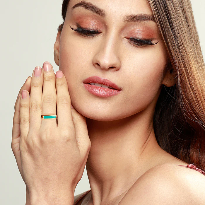 Golden Aquamarine Serenity Ring - Image 3