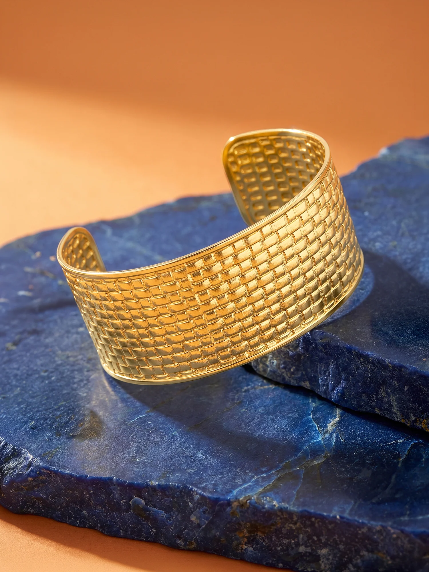 Grid Game Gold Plated Cuff Bracelet - Image 2