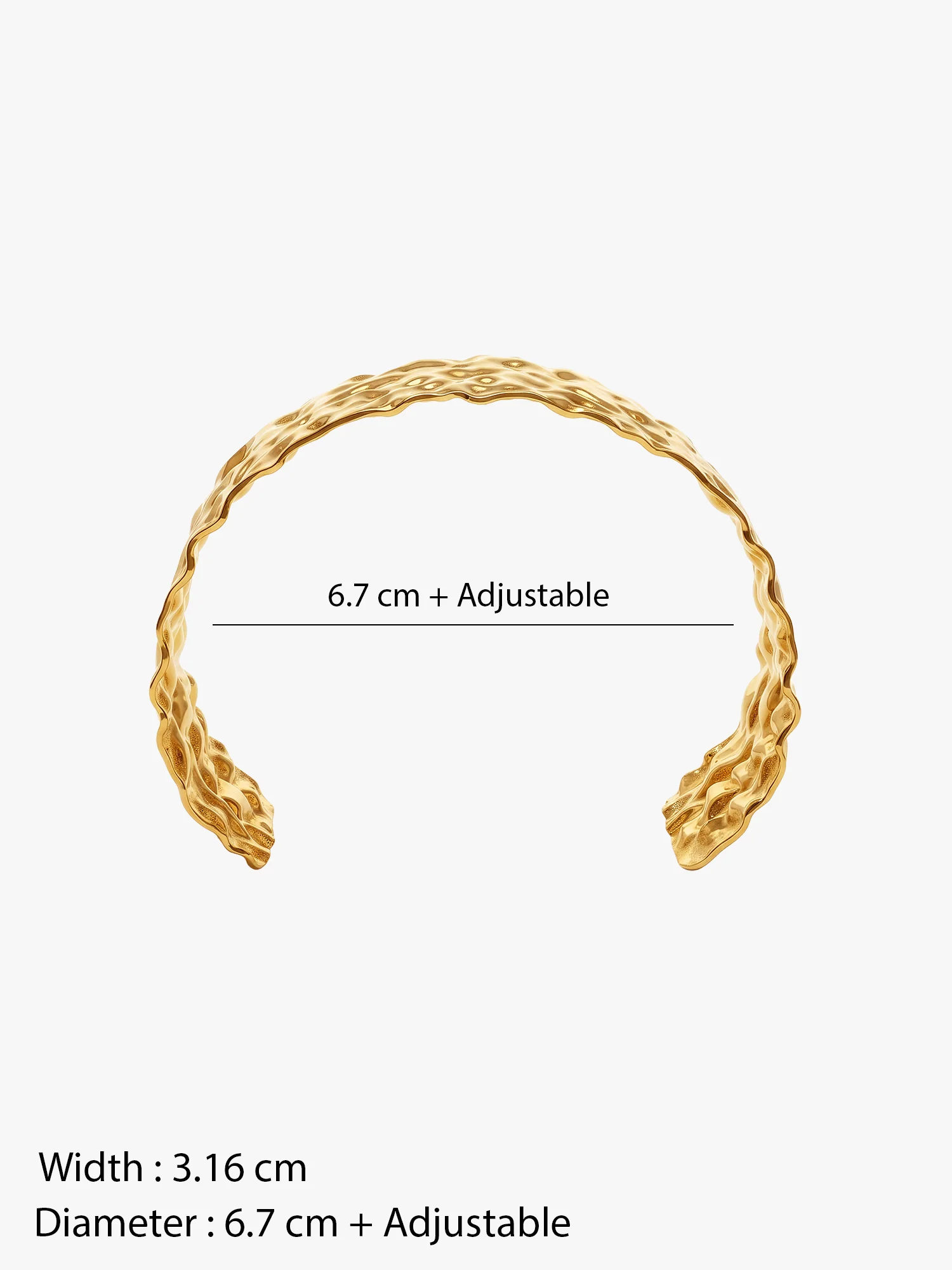 Hammered Mood Gold Plated Cuff Bracelet - Image 6