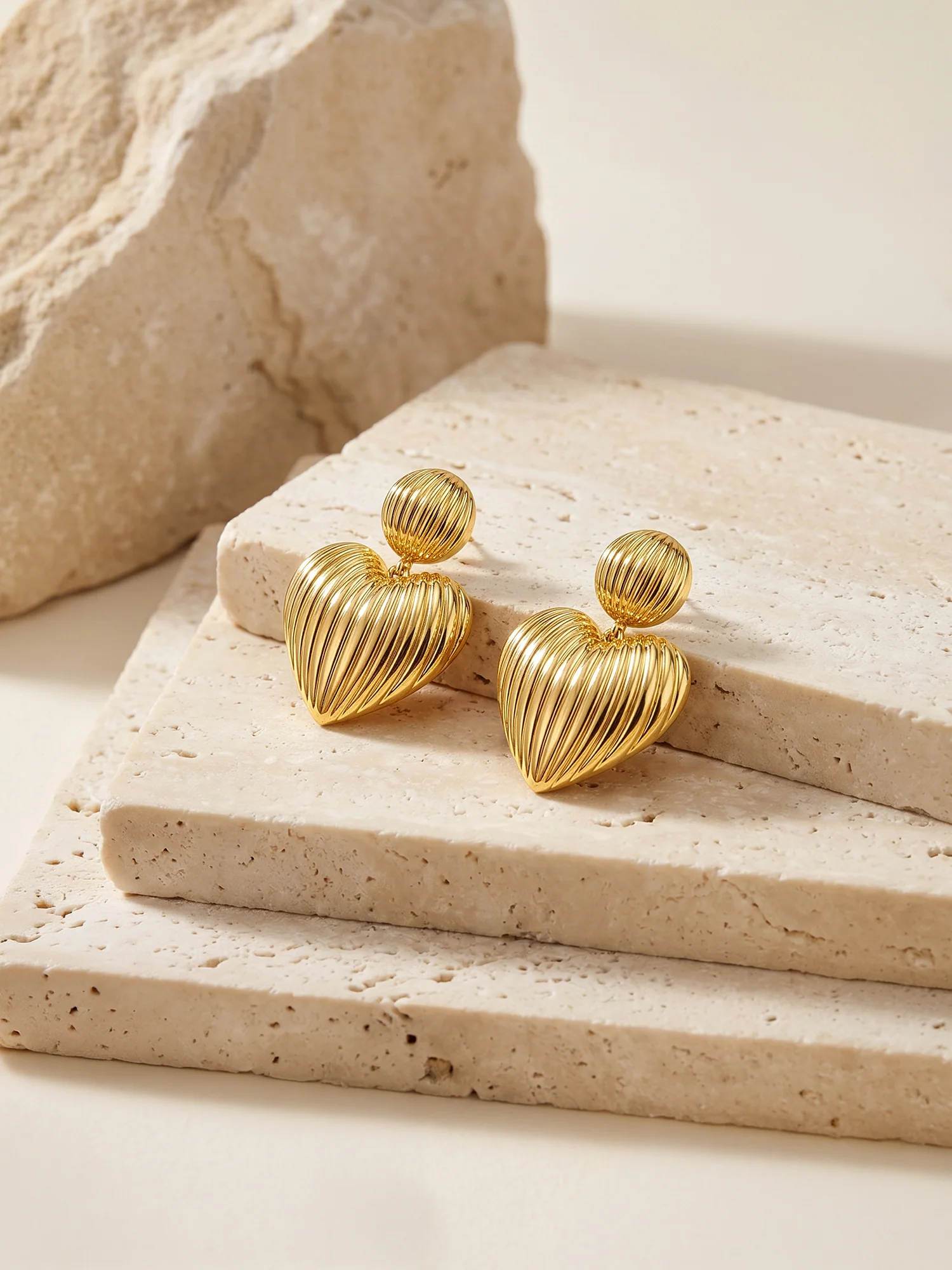 Heart Drop Energy Gold Plated Drops Earrings - Image 2