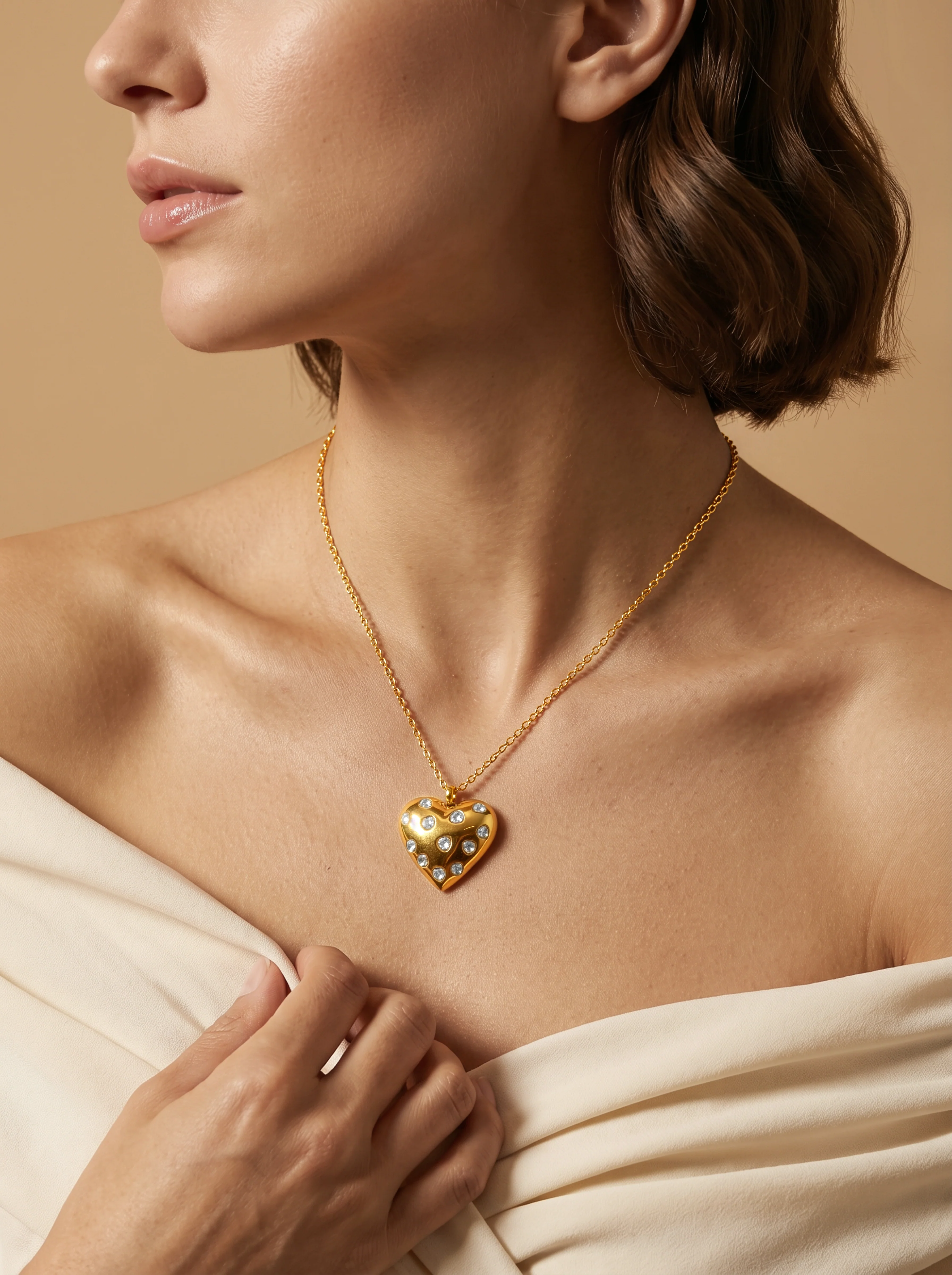 Heart Lock Gold Plated Pendant With Link Chain - Image 3