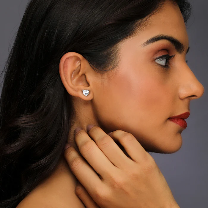 Silver Shape of Heart Earrings - Image 3