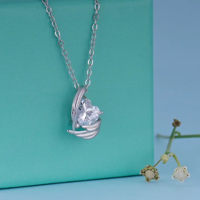 Silver Angel Wings of Protection Necklace - Image 2
