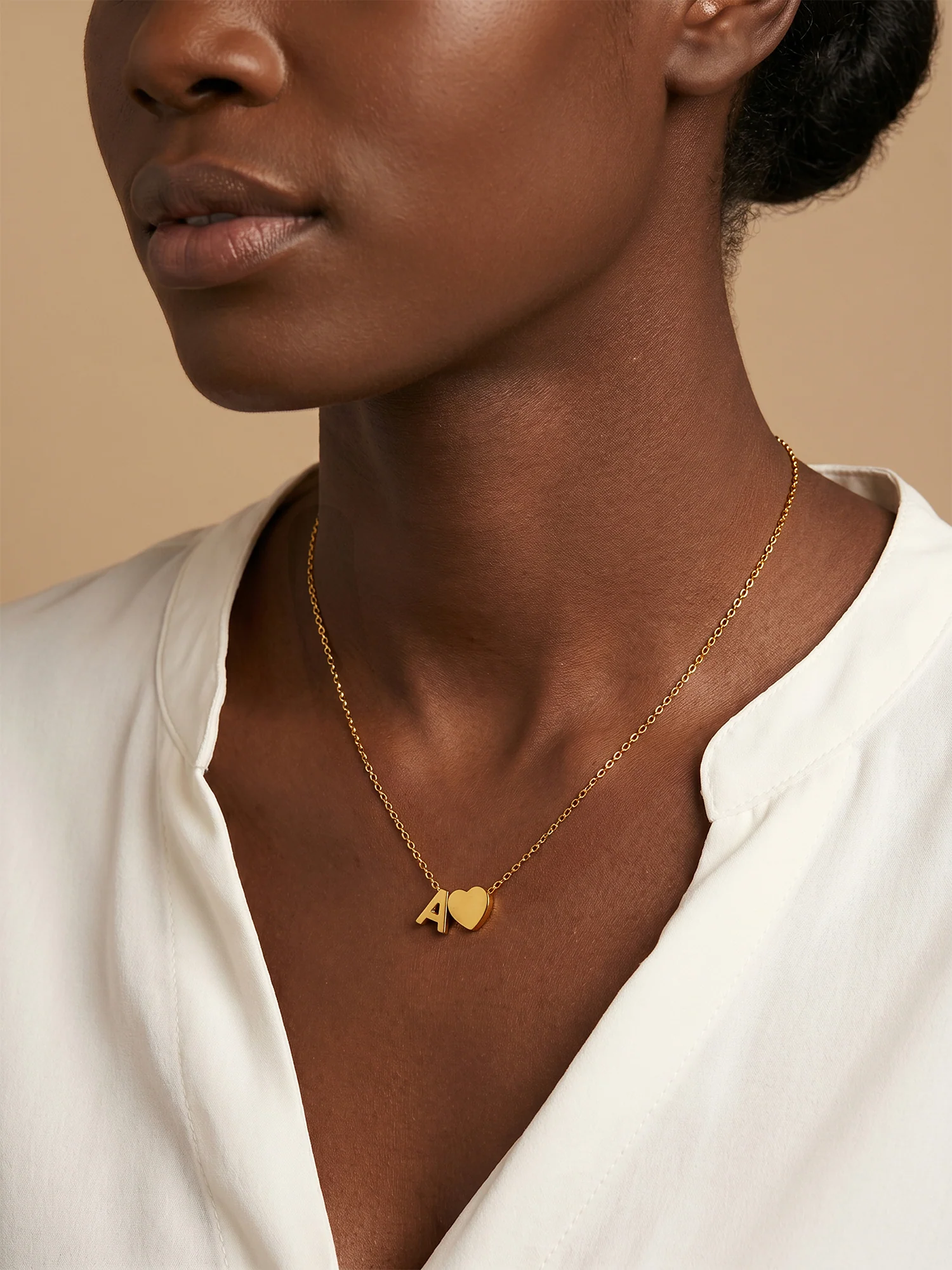 Heart Snap Detail Gold Plated Necklace - Image 3