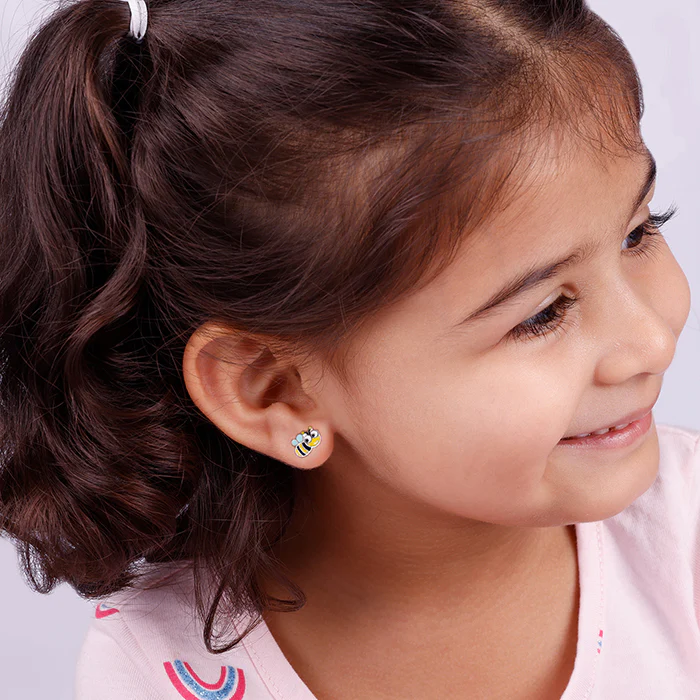Silver Busy Bee Kids Earrings (4-12 yrs) - Image 3