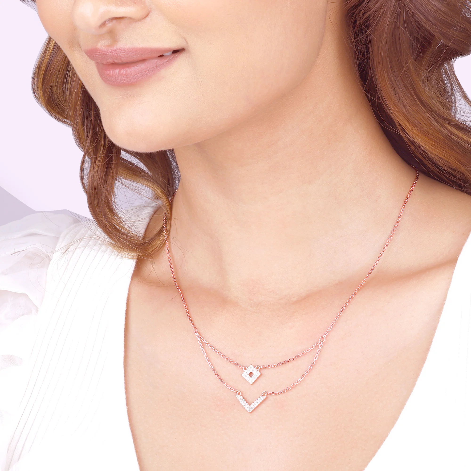 Rose Gold Trendy Layered Necklace - Image 3