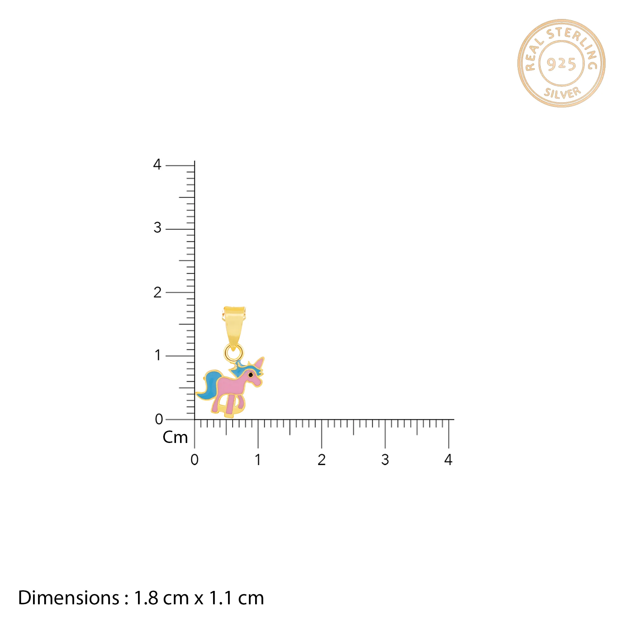 Golden Pie Unicorn Kids Pendant with Link Chain (7-10 yrs) - Image 6