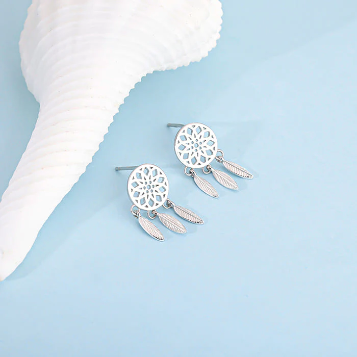 Silver Dreamcatcher Earrings - Image 2