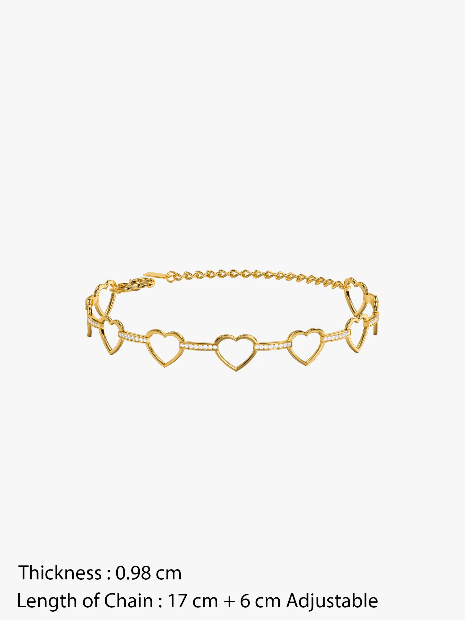 Linked Heart Chain Gold Plated Bracelet - Image 5