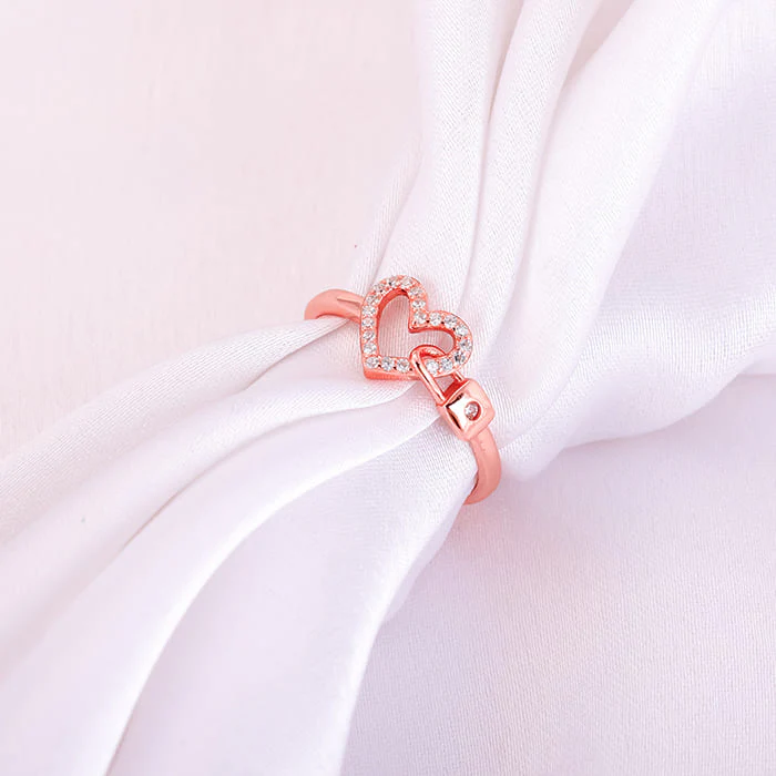 Rose Gold Love Lock Ring - Image 2