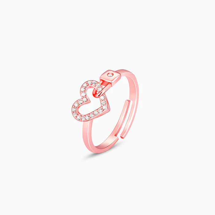 Rose Gold Love Lock Ring - Image 4