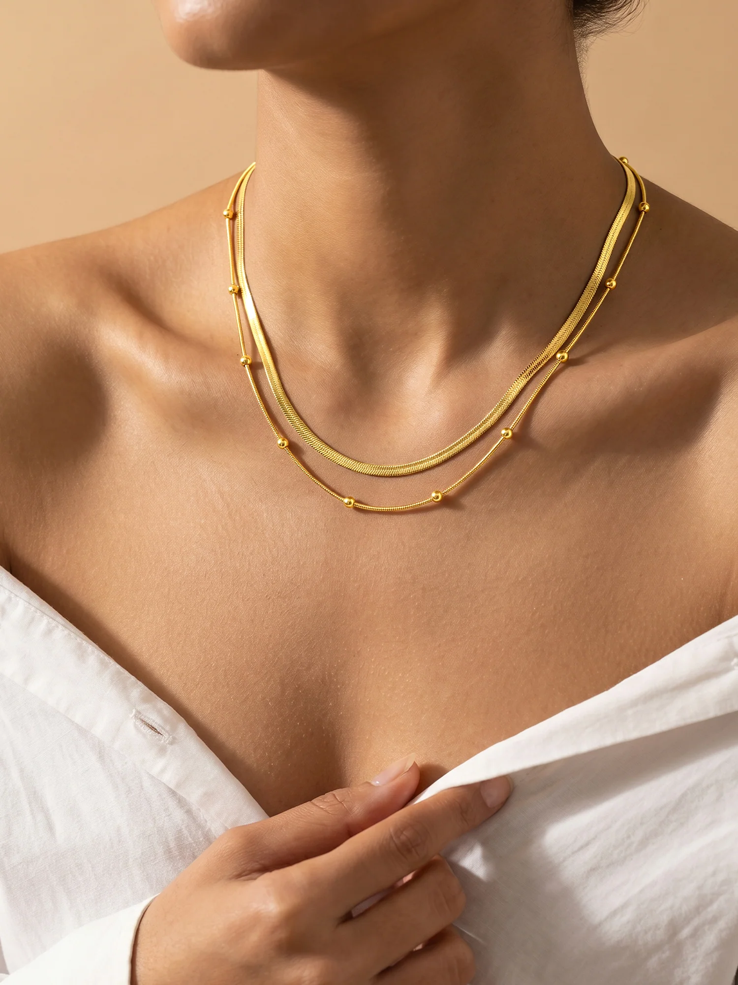 Main Character Gold Plated Layered Necklace - Image 3