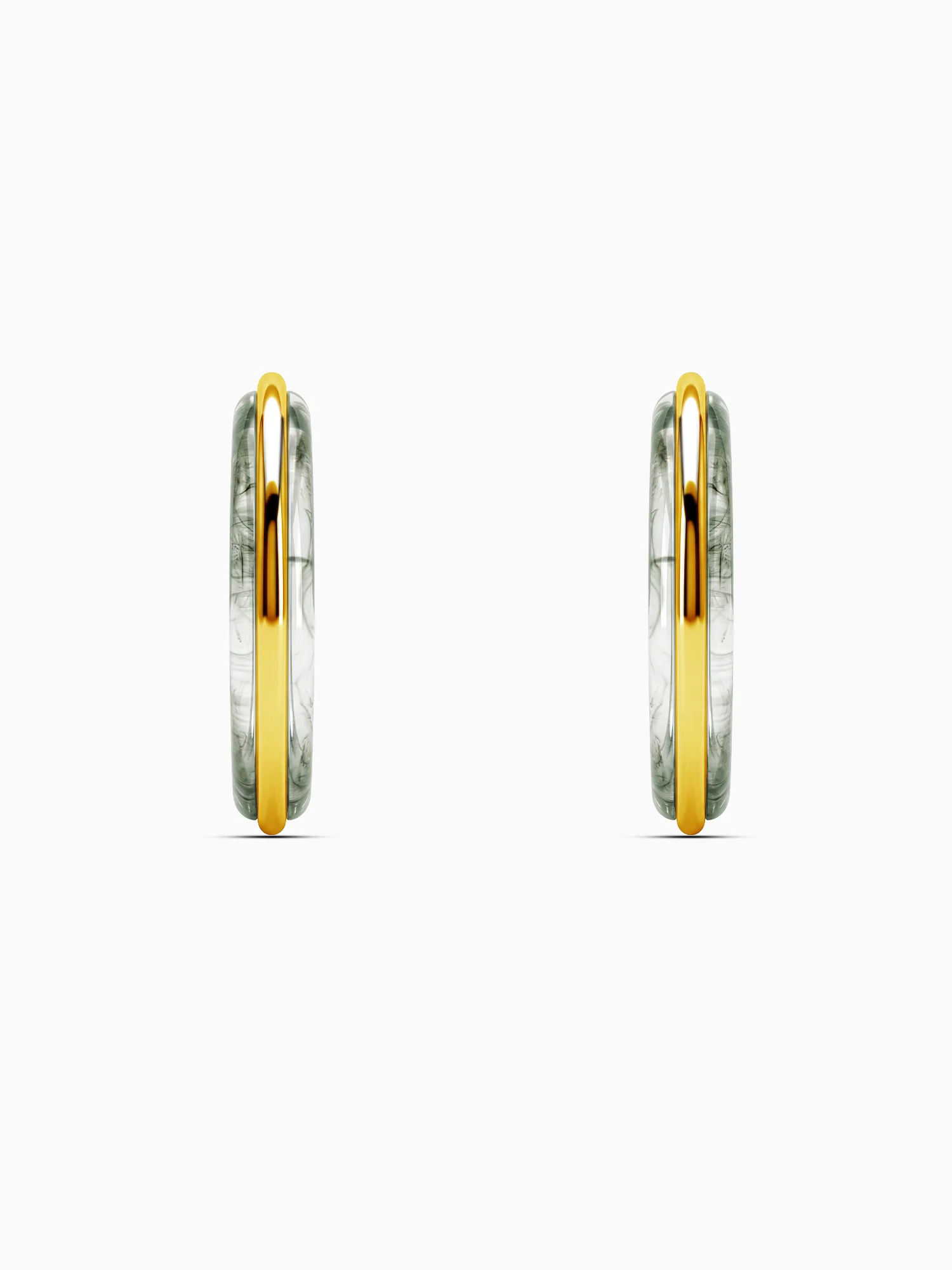 Marble Edge Dual Tone Hoop Earrings - Image 4