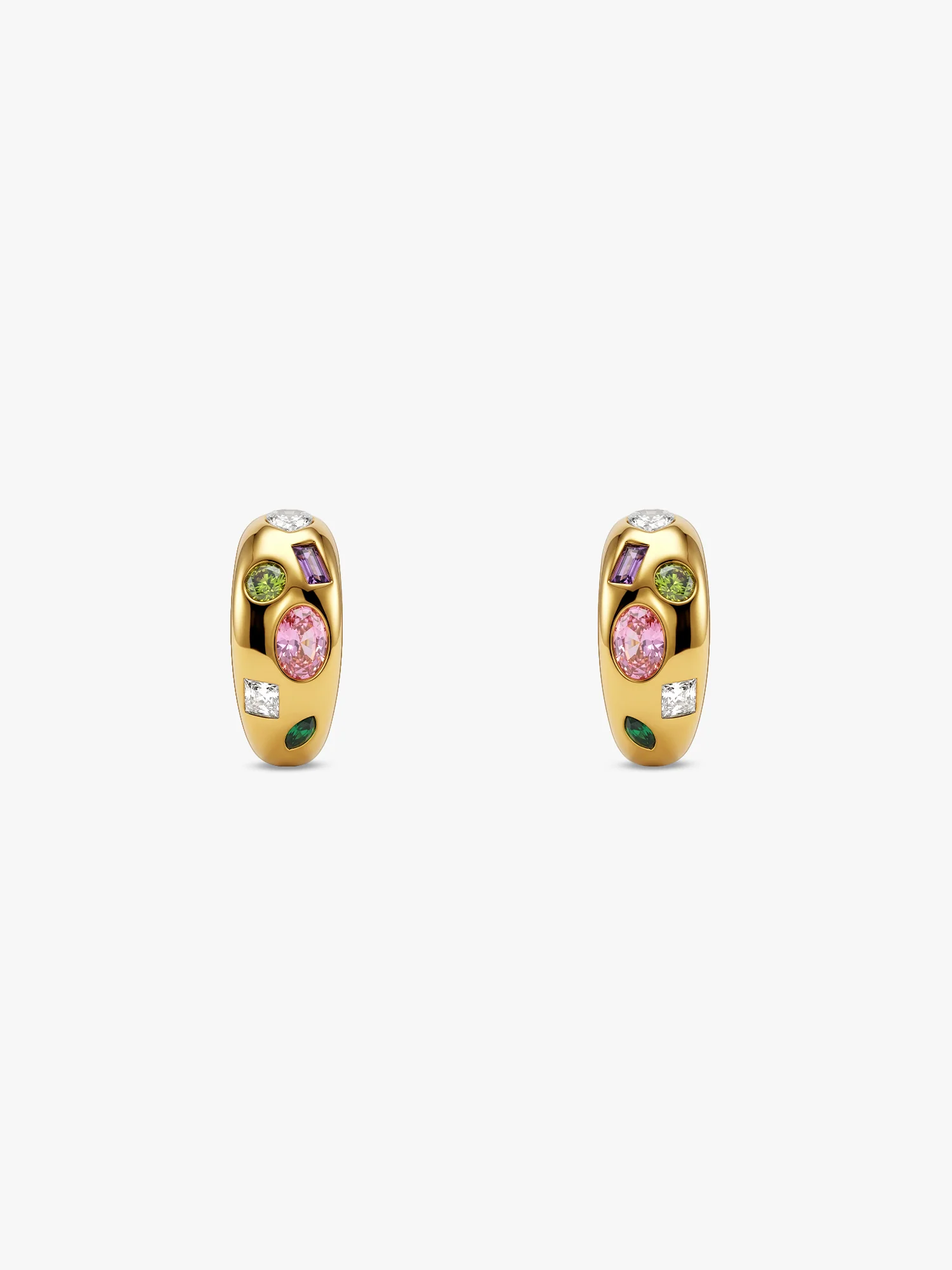 Marble Mix Gold Plated Hoop Earrings - Image 4