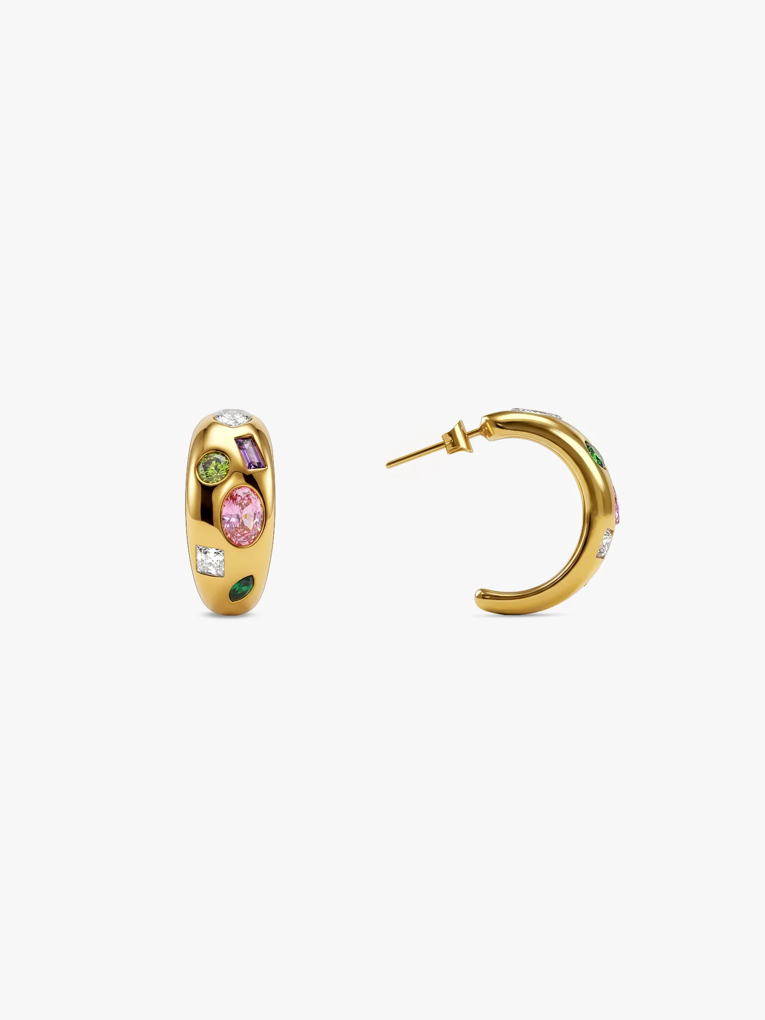 Marble Mix Gold Plated Hoop Earrings - Image 5