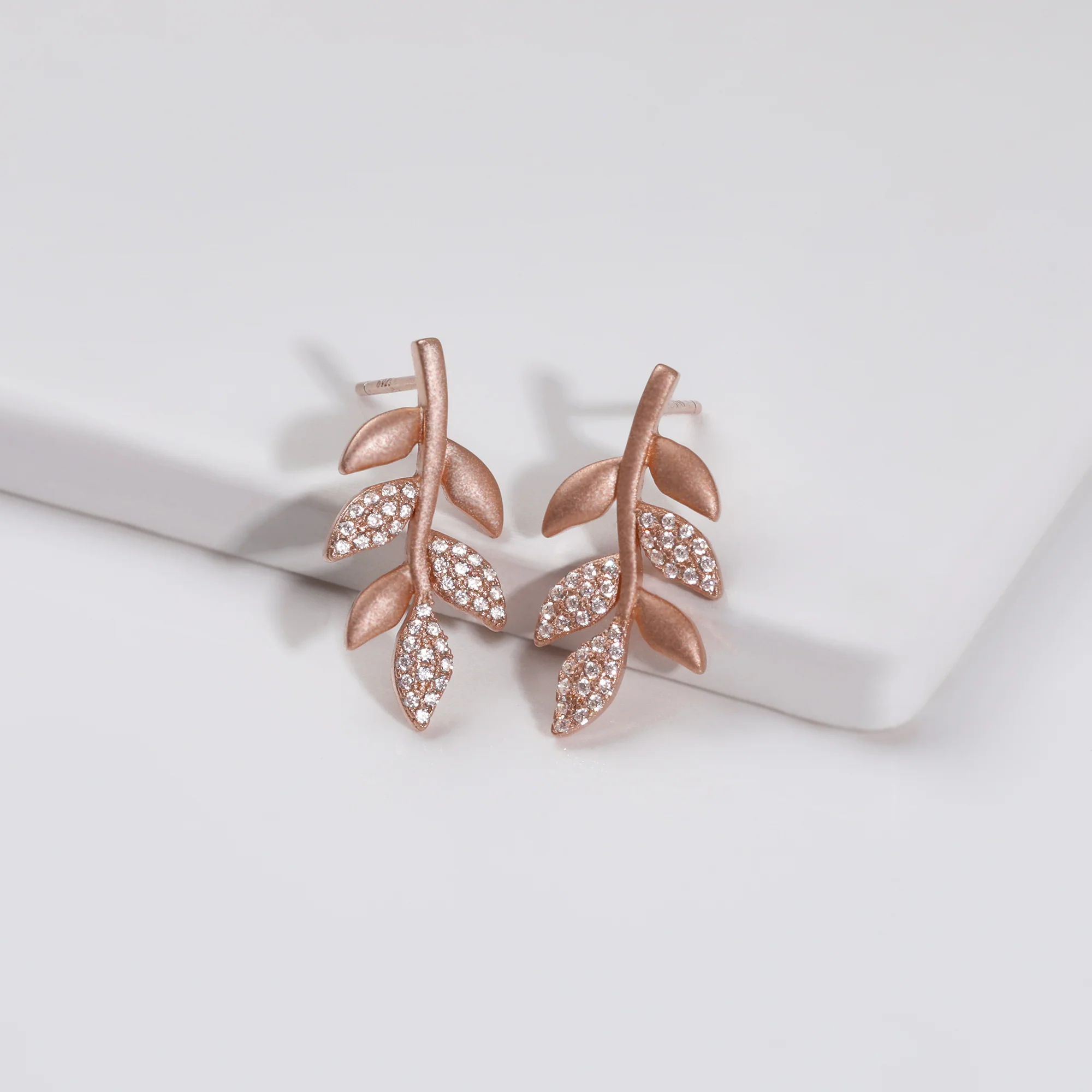 Anushka Sharma Rose Gold Matte Twig Earrings - Image 2