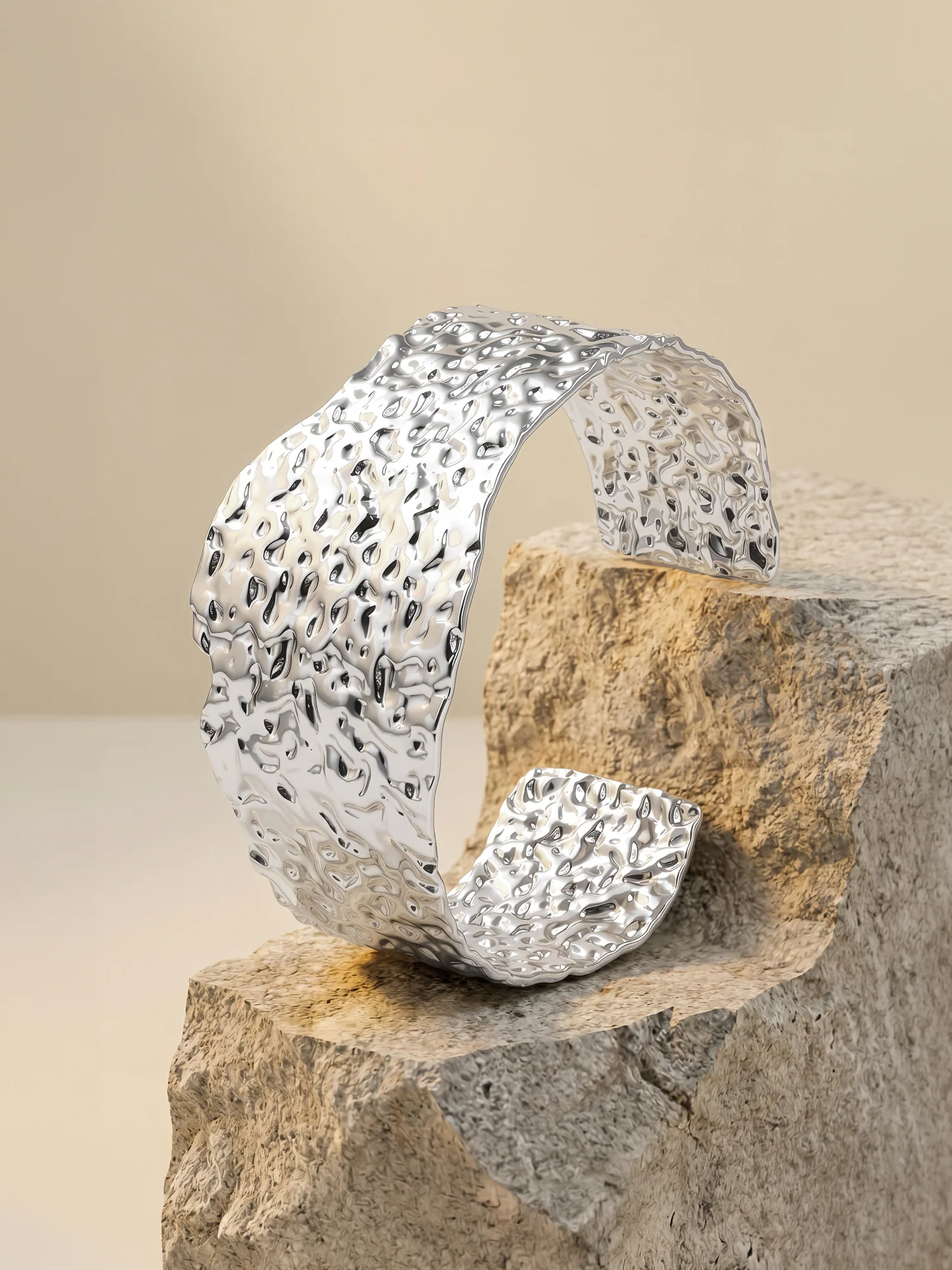 Melt Mode Rhodium Plated Cuff Bracelet - Image 2