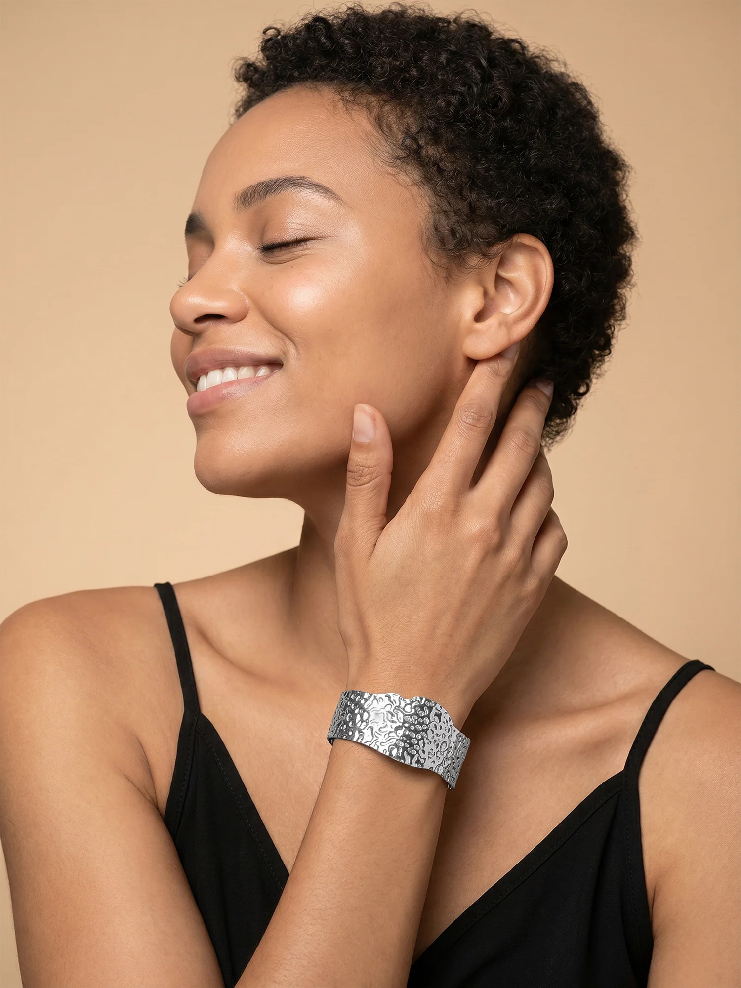 Melt Mode Rhodium Plated Cuff Bracelet - Image 3