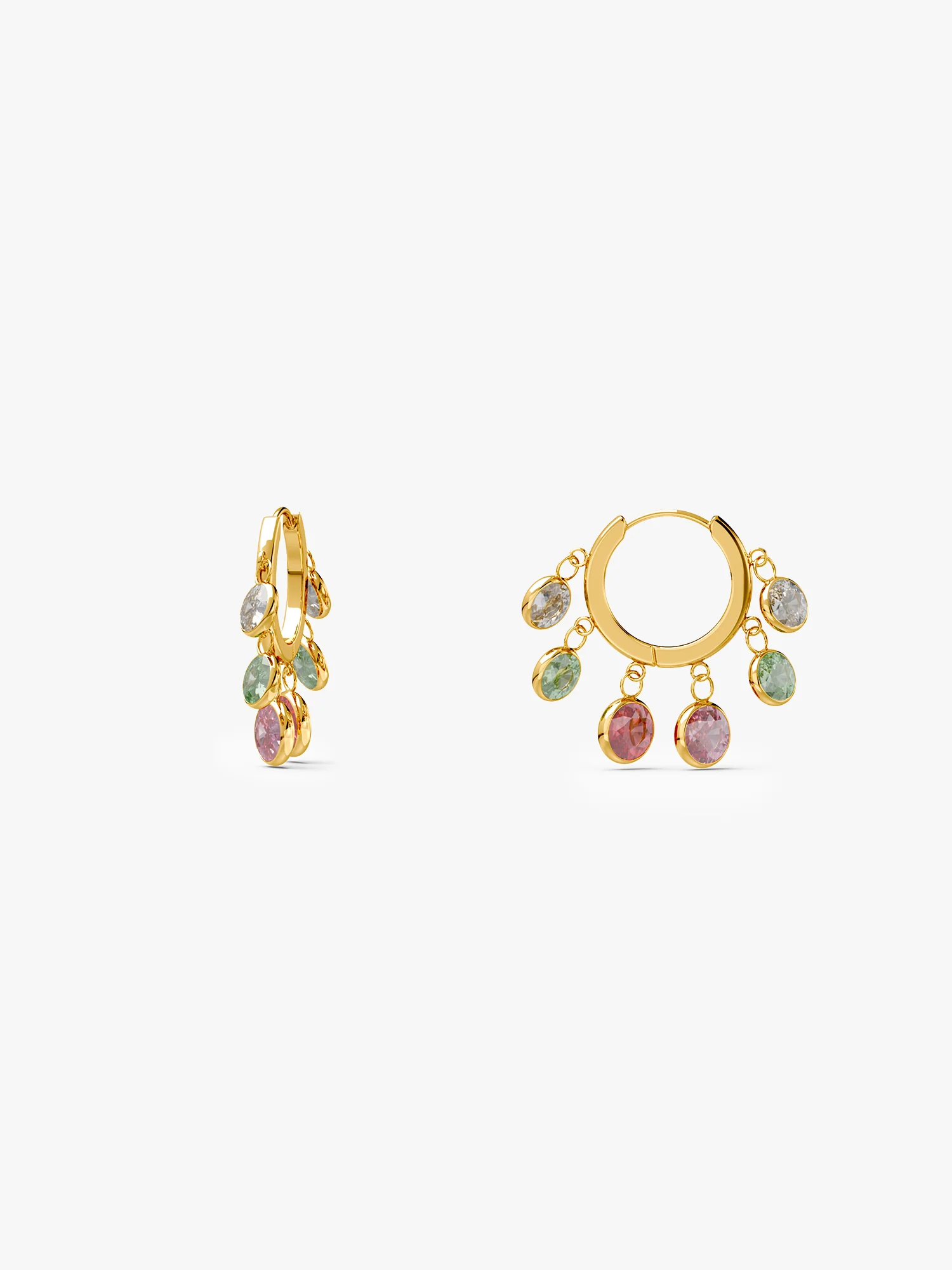 Multi Stone Drop Gold Plated Earrings - Image 4