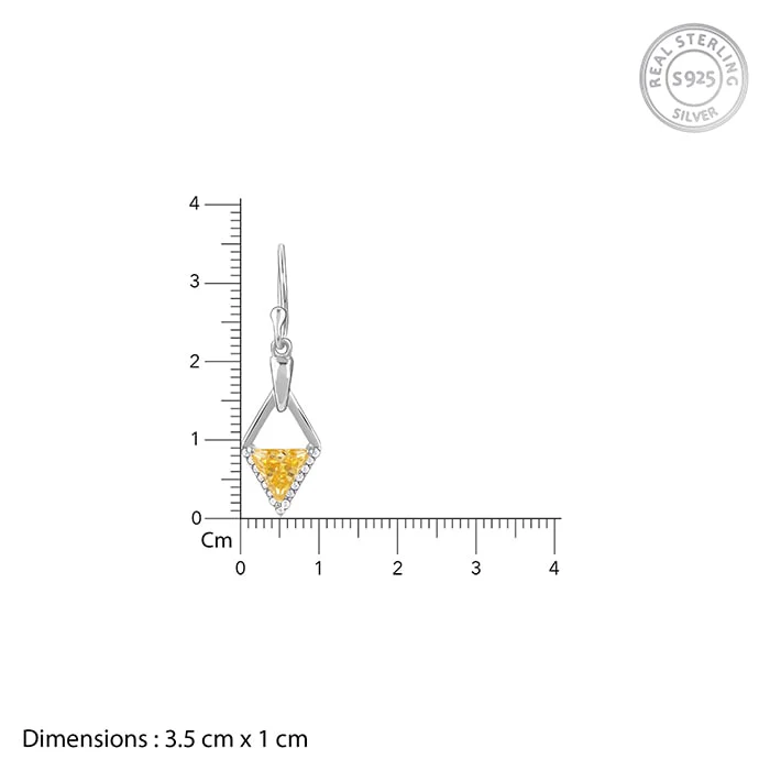 Silver Yellow Prism Earrings - Image 5