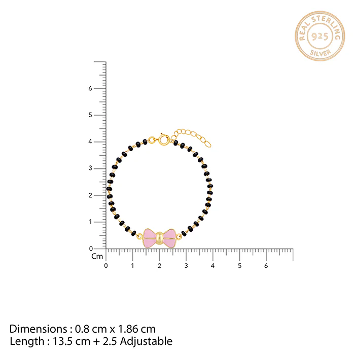 Golden Pink Bow Infant Bracelet (0-18 months) - Image 4