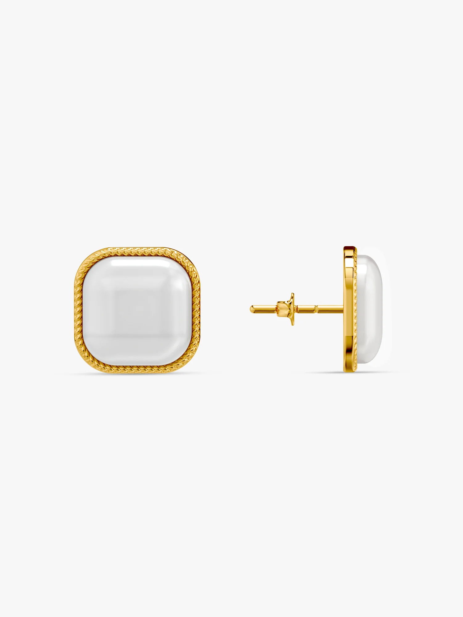 No Curve Pearl Gold Plated Earrings - Image 5