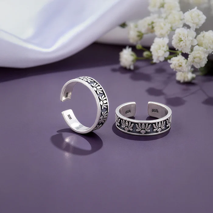 Oxidised Silver Alina Toe Rings - Image 2