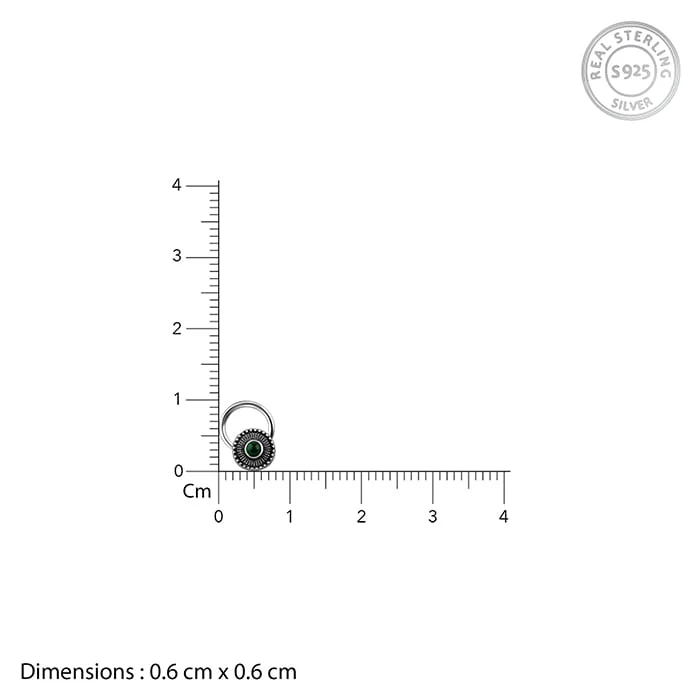 Oxidised Silver Bottle Green Nose Pin - Image 5