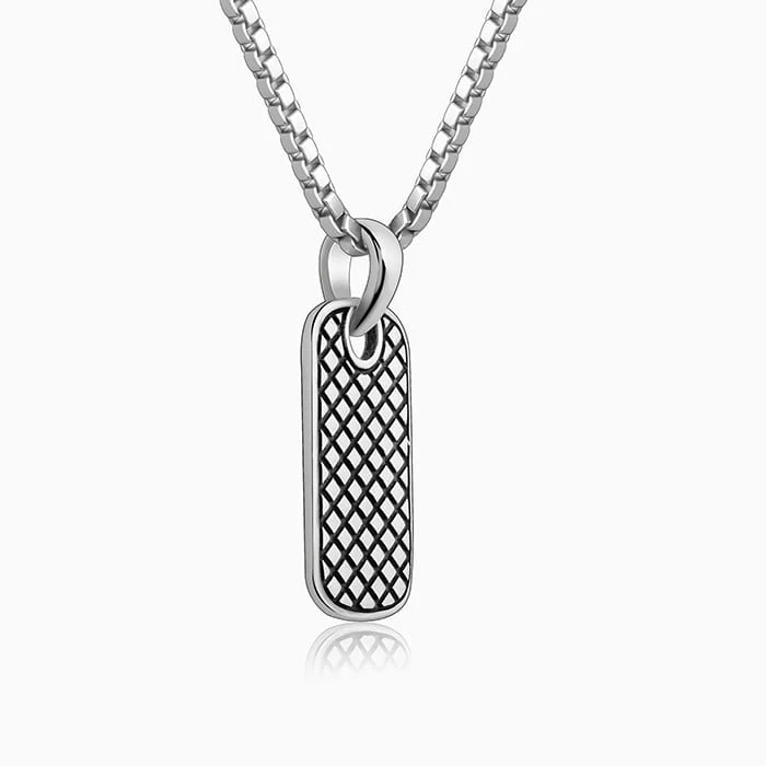 Oxidised Silver Confident Pendant With Box Chain For Him - Image 4