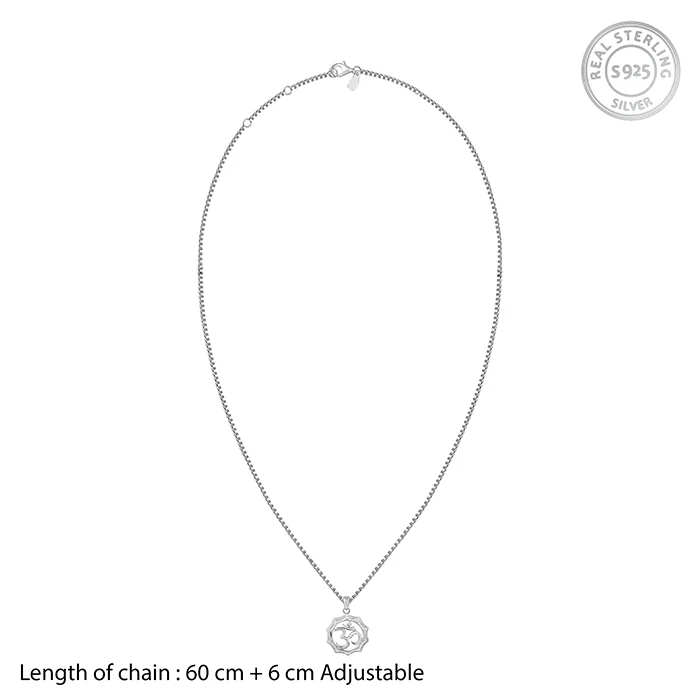Silver Graceful Om Pendant With Box Chain For Him - Image 6