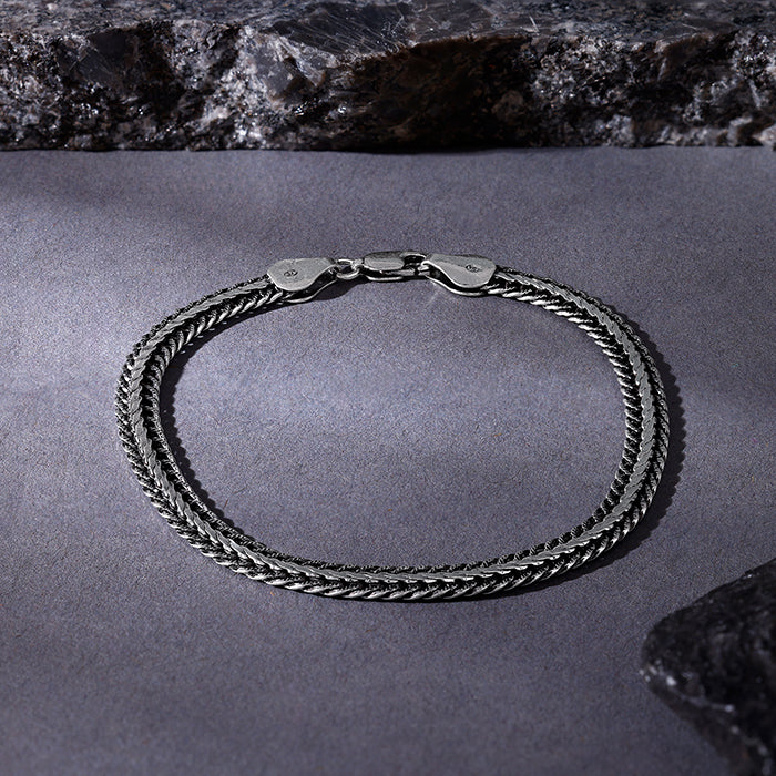 Oxidised Silver Knit Bracelet For Him (19 cm) - Image 2