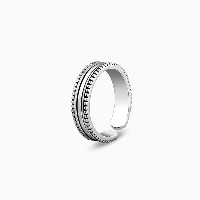 Oxidised Silver Layered Bead Toe Ring - Image 4