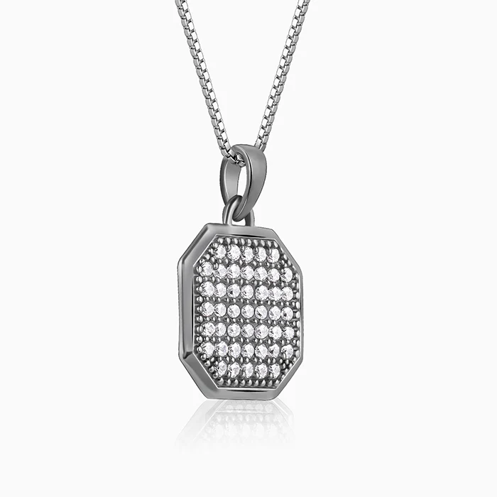 Oxidised Silver Observer Pendant With Box Chain For Him - Image 4