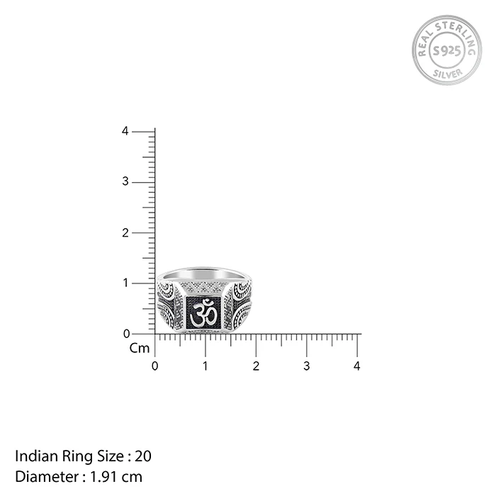 Oxidised Silver Omkar Ring For Him - Image 6