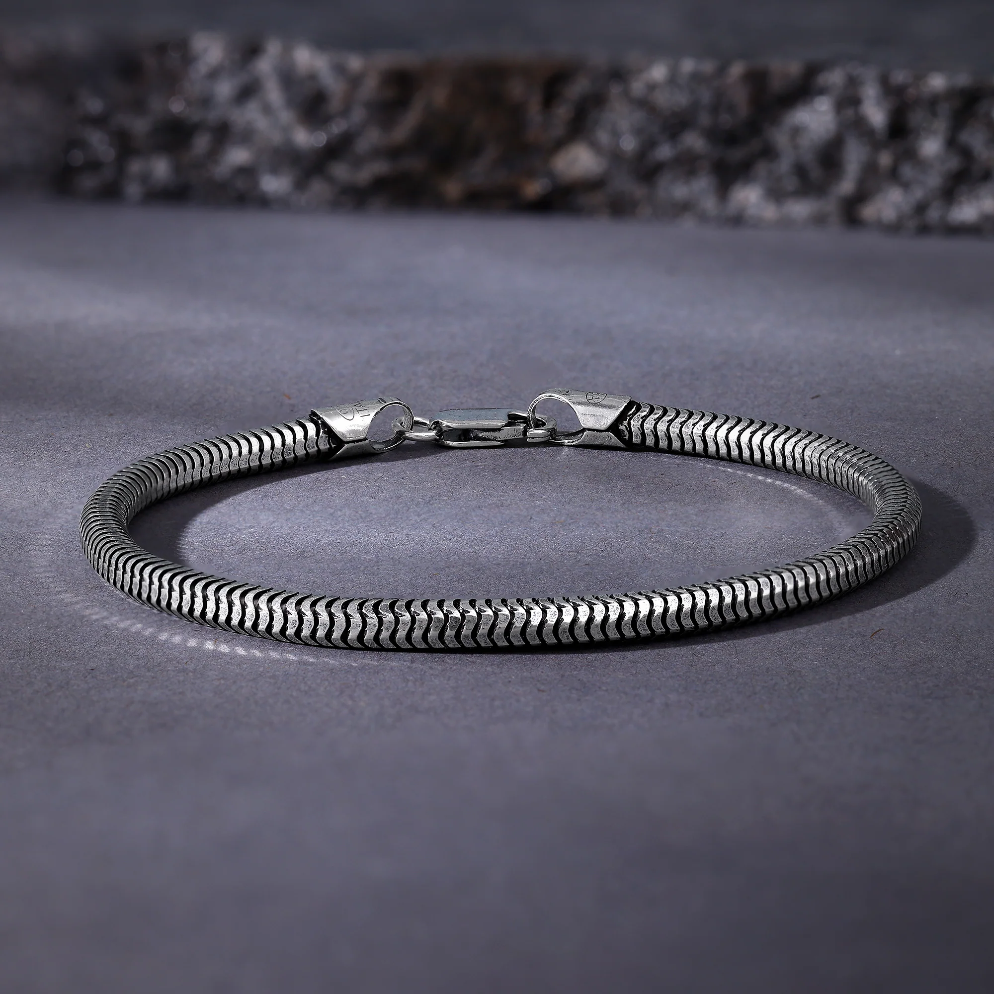 Oxidised Silver Serpentina Bracelet For Him - Image 2