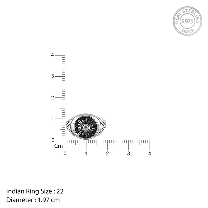 Oxidised Silver Solace Sun Ring for Him - Image 5
