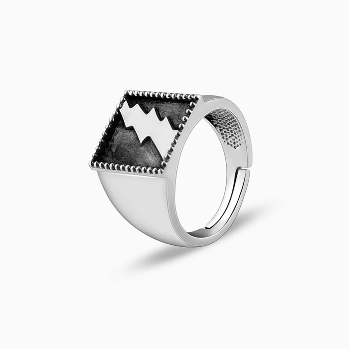 Oxidised Silver Thunder Ring For Him - Image 4